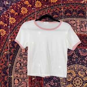 White and pink tee